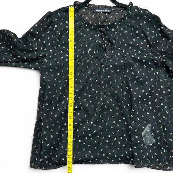 Abercrombie & Fitch black mesh blouse floral print Size XL - Picture 6 of 6